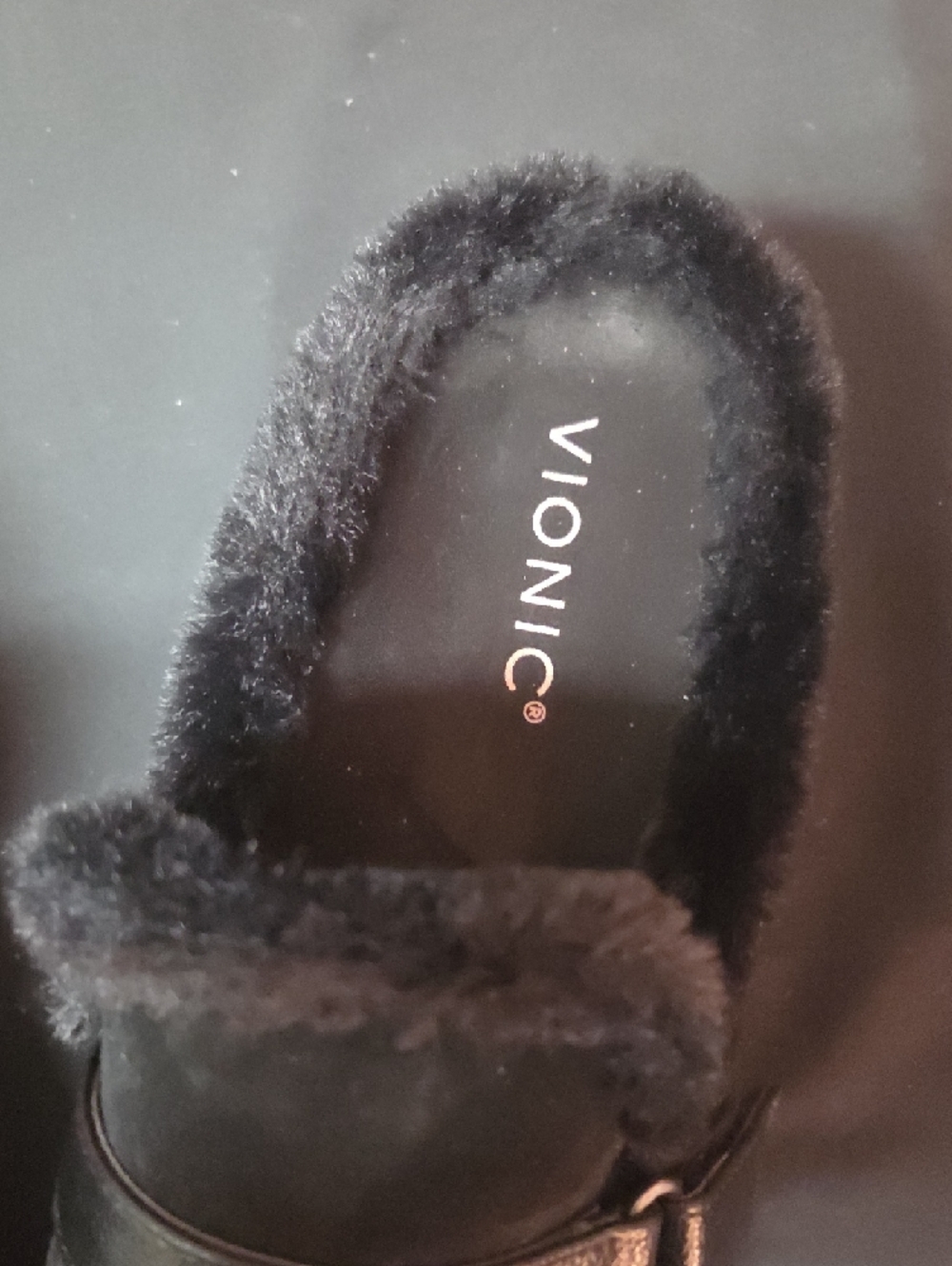 Vionic Black Suede  Fur-Lined Slip-On Loafers - Picture 2 of 8